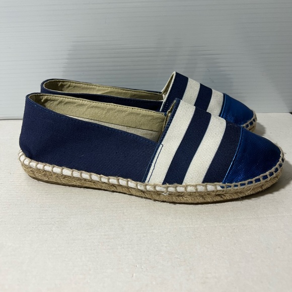 Clara Duran Striped Navy White Espadrilles Size 37 made in Spain canvas - Picture 2 of 10